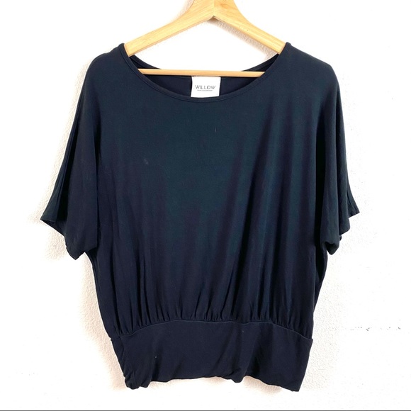 Willow Black Knit Dolman Sleeve Scoop Neck Tee M - Picture 1 of 4
